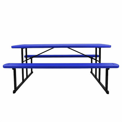 National Public Seating Folding Picnic Tables - Blue, Textured, Wood Grain Top - 8 Seating Capacity - 1800 lb Capacity x 32" Table Top Depth x 1.60" Table Top Thickness - 29.50" Height x 72" Width x 5