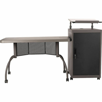 National Public Seating OklahomaSound TWP Desk & Lectern Set - 41" Height x 24" Depth, x 68" Width - Material: Steel, Metal, Mesh, Plastic - Finish: Charcoal Slate, Black - White Nebula Table Top - He