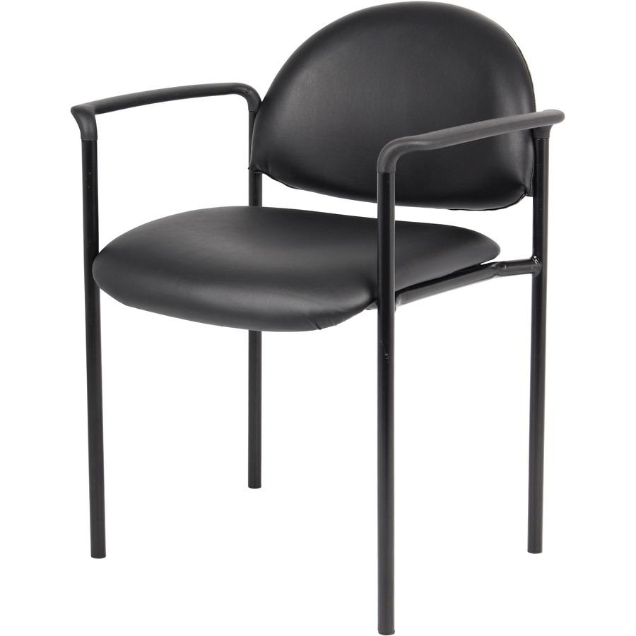 Boss Diamond Stacking Chair with Arm - Black - Fabric - 1 Each