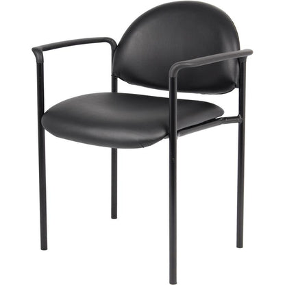 Boss Diamond Stacking Chair with Arm - Black - Fabric - 1 Each
