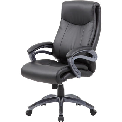 Boss B8661 Executive Chair - Black Seat Color - LeatherPlus Seat Material - Gray Back Color - Leather Back Material - Black, Gray Frame Color - Nylon Frame Material - 5-star Base - 1 Each