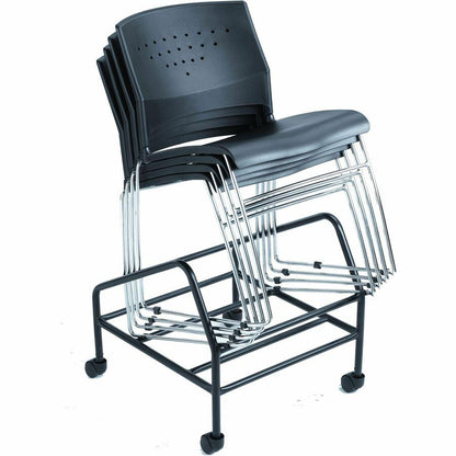 Boss Black Stack Chair With Chrome Frame, 1Pc Pack - Black Seat Color - Polypropylene Seat Material - Black Back Color - Polypropylene Back Material - Chrome Frame Material - Sled Base - 1 Each