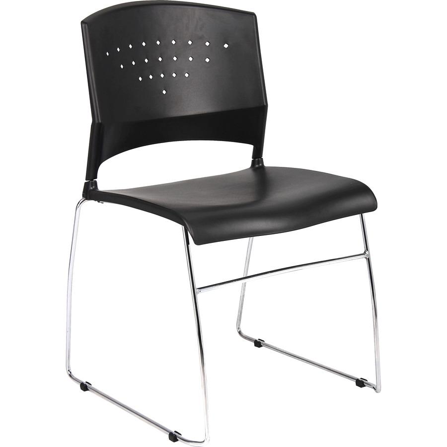 Boss Black Stack Chair With Chrome Frame 4 Pcs Pack - Black Seat Color - Polypropylene Seat Material - Black Back Color - Polypropylene Back Material - Chrome Frame Material - Sled Base - 4 / Carton