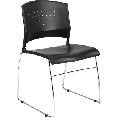 Boss Black Stack Chair With Chrome Frame 4 Pcs Pack - Black Seat Color - Polypropylene Seat Material - Black Back Color - Polypropylene Back Material - Chrome Frame Material - Sled Base - 4 / Carton