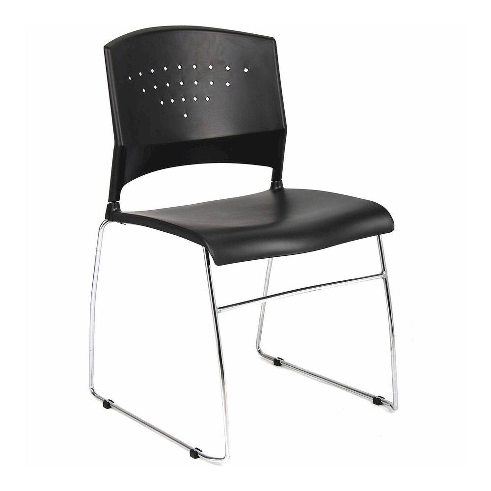 Boss Black Stack Chair With Chrome Frame 5 Pcs Pack - Black Seat Color - Polypropylene Seat Material - Black Back Color - Polypropylene Back Material - Chrome Frame Material - Sled Base - 5 / Carton