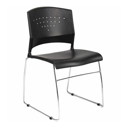Boss Black Stack Chair With Chrome Frame 5 Pcs Pack - Black Seat Color - Polypropylene Seat Material - Black Back Color - Polypropylene Back Material - Chrome Frame Material - Sled Base - 5 / Carton