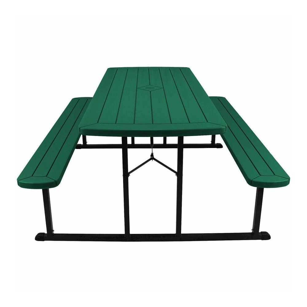 National Public Seating Folding Picnic Tables - Green, Textured, Wood Grain Top - 8 Seating Capacity - 1800 lb Capacity x 32" Table Top Depth x 1.60" Table Top Thickness - 29.50" Height x 72" Width x