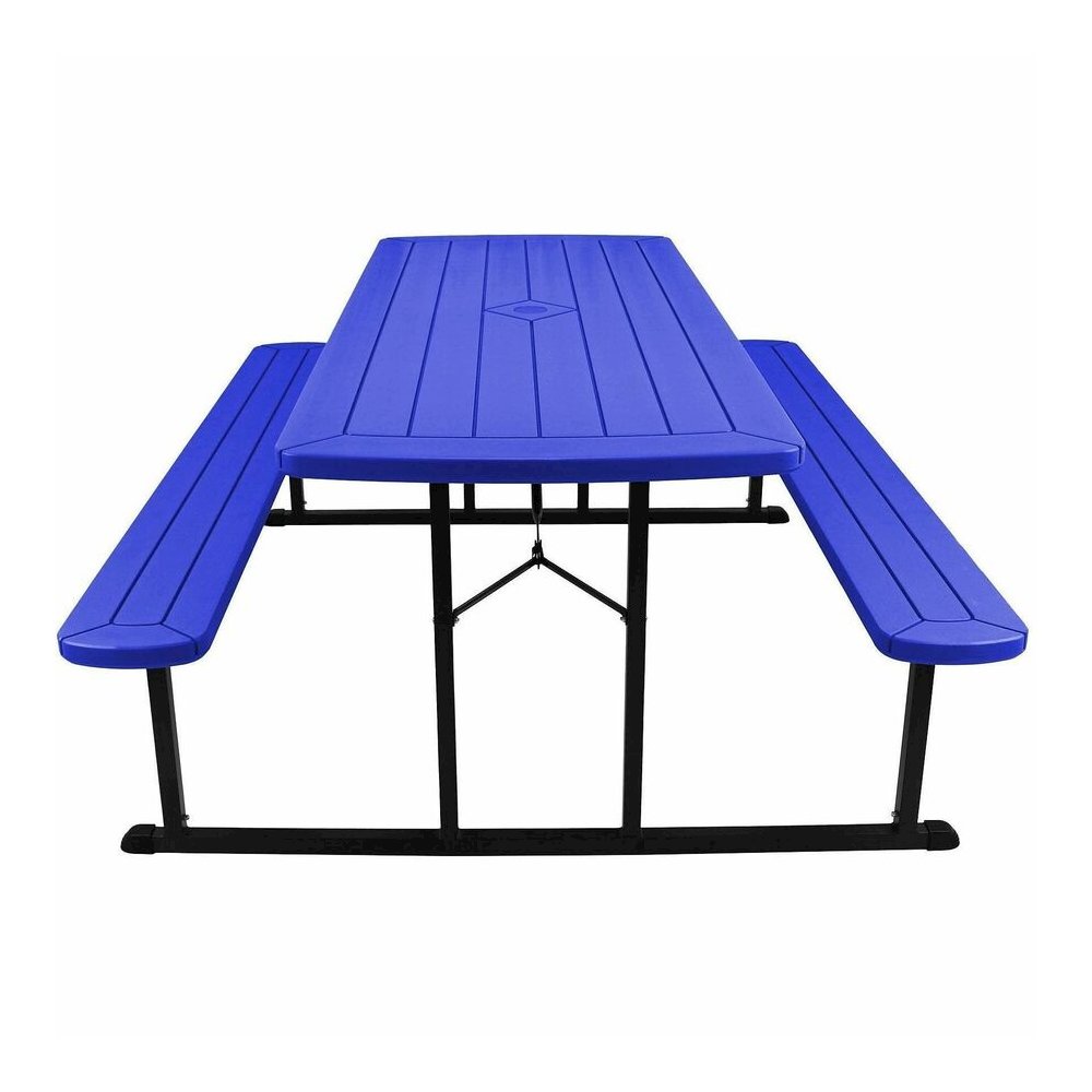 National Public Seating Folding Picnic Tables - Blue, Textured, Wood Grain Top - 8 Seating Capacity - 1800 lb Capacity x 32" Table Top Depth x 1.60" Table Top Thickness - 29.50" Height x 72" Width x 5