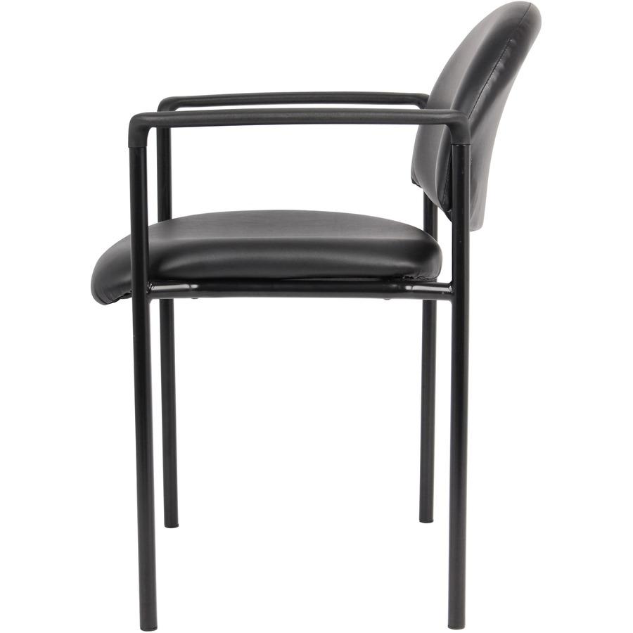 Boss Diamond Stacking Chair with Arm - Black - Fabric - 1 Each