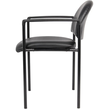 Boss Diamond Stacking Chair with Arm - Black - Fabric - 1 Each