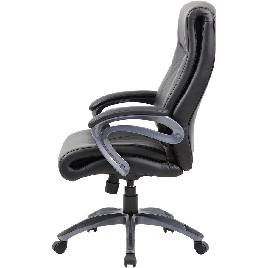 Boss B8661 Executive Chair - Black Seat Color - LeatherPlus Seat Material - Gray Back Color - Leather Back Material - Black, Gray Frame Color - Nylon Frame Material - 5-star Base - 1 Each