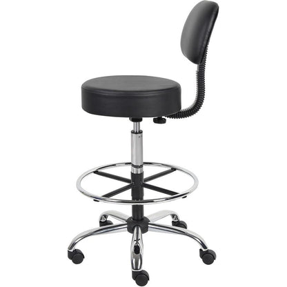 Boss Drafting Stool - Black Seat Color - Vinyl Seat Material - Black Back Color - Chrome, Black Frame Color - Chrome Frame Material - 5-star Base - 1 Each