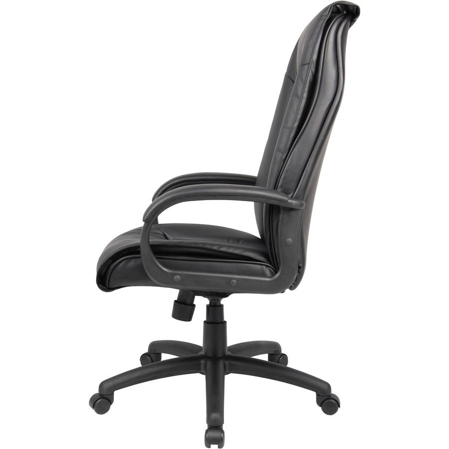Boss Executive Leather Plus Chair - Black LeatherPlus Seat - Black LeatherPlus Back - 5-star Base - Armrest - 1 Each