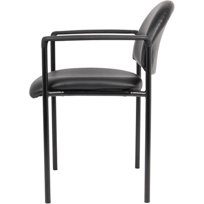 Boss Diamond Stacking Chair with Arm - Black - Fabric - 1 Each