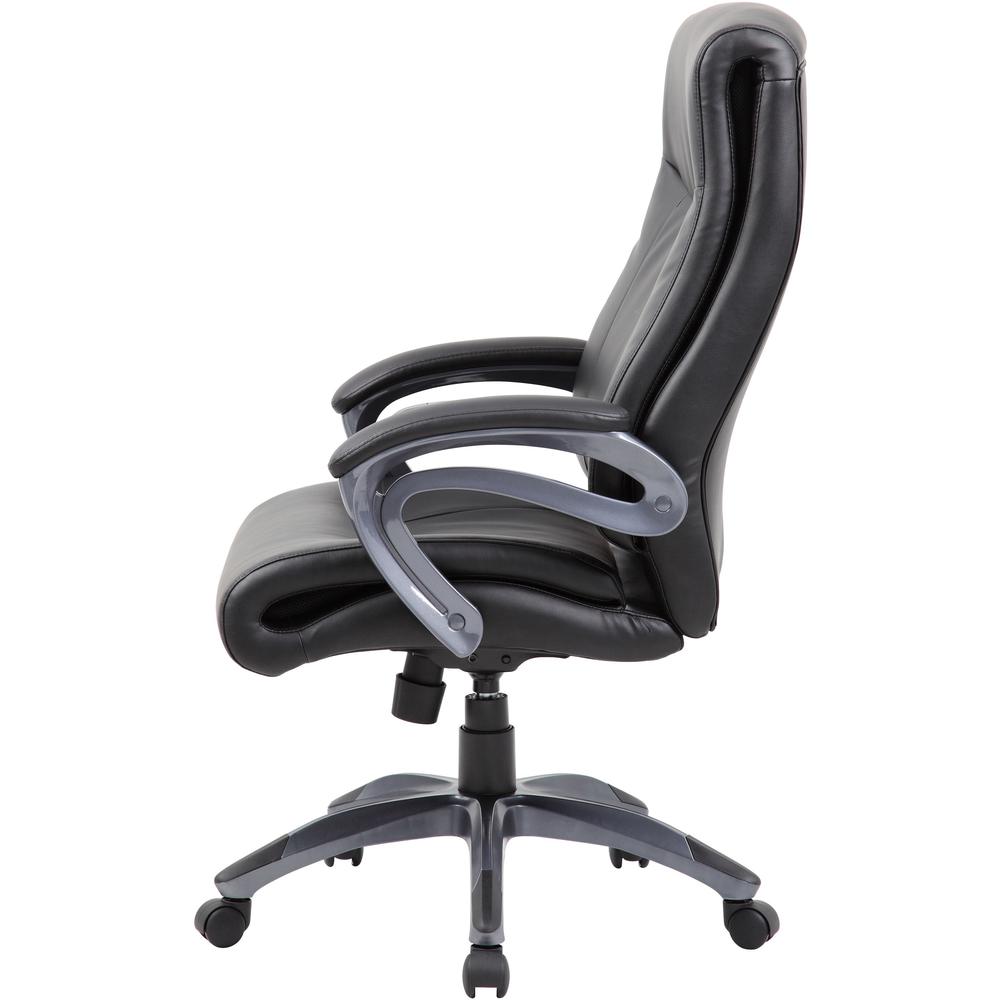 Boss B8661 Executive Chair - Black Seat Color - LeatherPlus Seat Material - Gray Back Color - Leather Back Material - Black, Gray Frame Color - Nylon Frame Material - 5-star Base - 1 Each