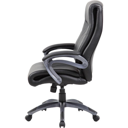 Boss B8661 Executive Chair - Black Seat Color - LeatherPlus Seat Material - Gray Back Color - Leather Back Material - Black, Gray Frame Color - Nylon Frame Material - 5-star Base - 1 Each