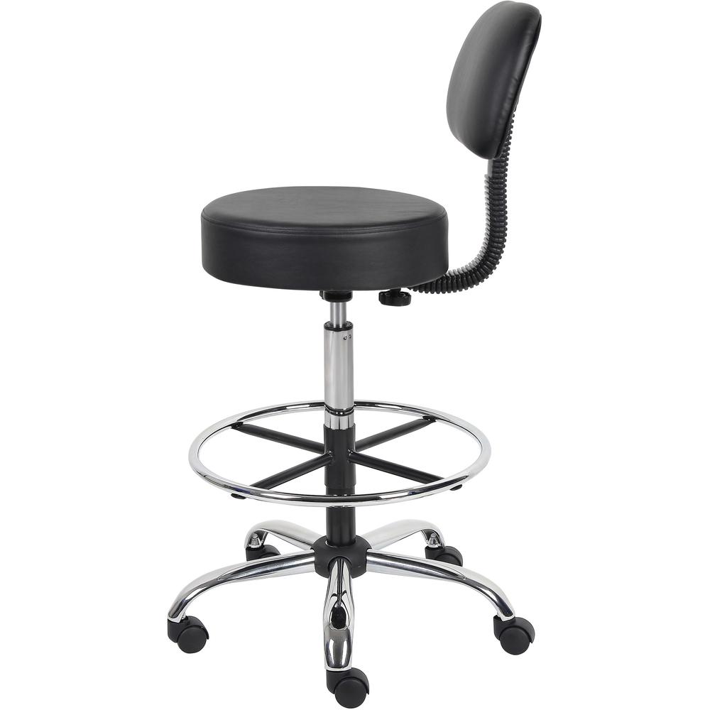 Boss Drafting Stool - Black Seat Color - Vinyl Seat Material - Black Back Color - Chrome, Black Frame Color - Chrome Frame Material - 5-star Base - 1 Each