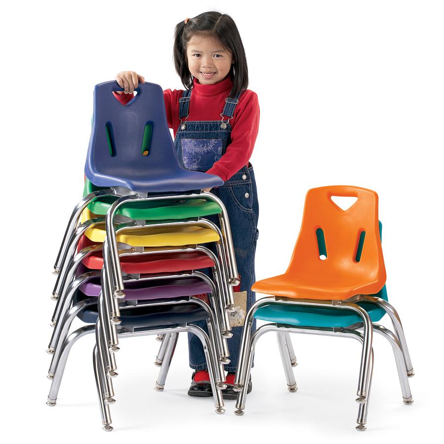 Jonti-Craft Berries Stacking Chair - Steel Frame - Four-legged Base - Blue - Polypropylene - 1 Each