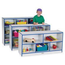 Jonti-Craft Rainbow Accents Super-size Mobile Storage - 35.5" Height x 48" Width x 15" Depth - Durable, Laminated - Blue - Hard Rubber - 1 Each