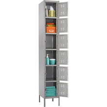 Safco Six-Tier Two-tone Box Locker with Legs - 18" Width x 12" Depth x 78" Height - Recessed Locking Handle - Gray - Steel - No