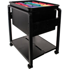 Advantus Folding Mobile Filing Cart - x 14.5" Width x 13.5" Depth x 18.5" Height - Clear, Black - 1 Each