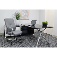 Boss B10101 Executive Chair - Gray Seat Color - LeatherPlus Seat Material - Gray Back Color - Leather, Polyurethane Back Material - Chrome, Black Frame Color - Chrome Frame Material - 5-star Base - 1