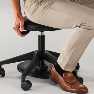 Safco Lab Stool with Foot Pedal - Vinyl Seat - Black, Chrome - 1 Each
