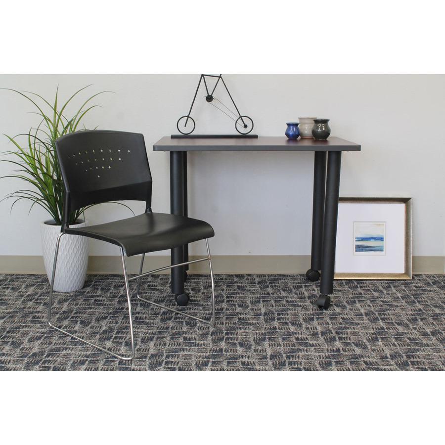 Boss Black Stack Chair With Chrome Frame, 1Pc Pack - Black Seat Color - Polypropylene Seat Material - Black Back Color - Polypropylene Back Material - Chrome Frame Material - Sled Base - 1 Each