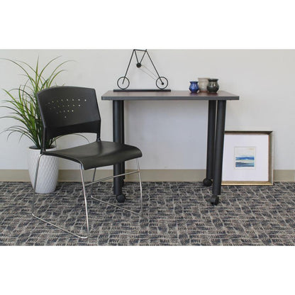 Boss Black Stack Chair With Chrome Frame, 1Pc Pack - Black Seat Color - Polypropylene Seat Material - Black Back Color - Polypropylene Back Material - Chrome Frame Material - Sled Base - 1 Each