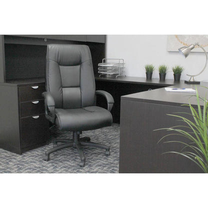Boss Executive Leather Plus Chair - Black LeatherPlus Seat - Black LeatherPlus Back - 5-star Base - Armrest - 1 Each