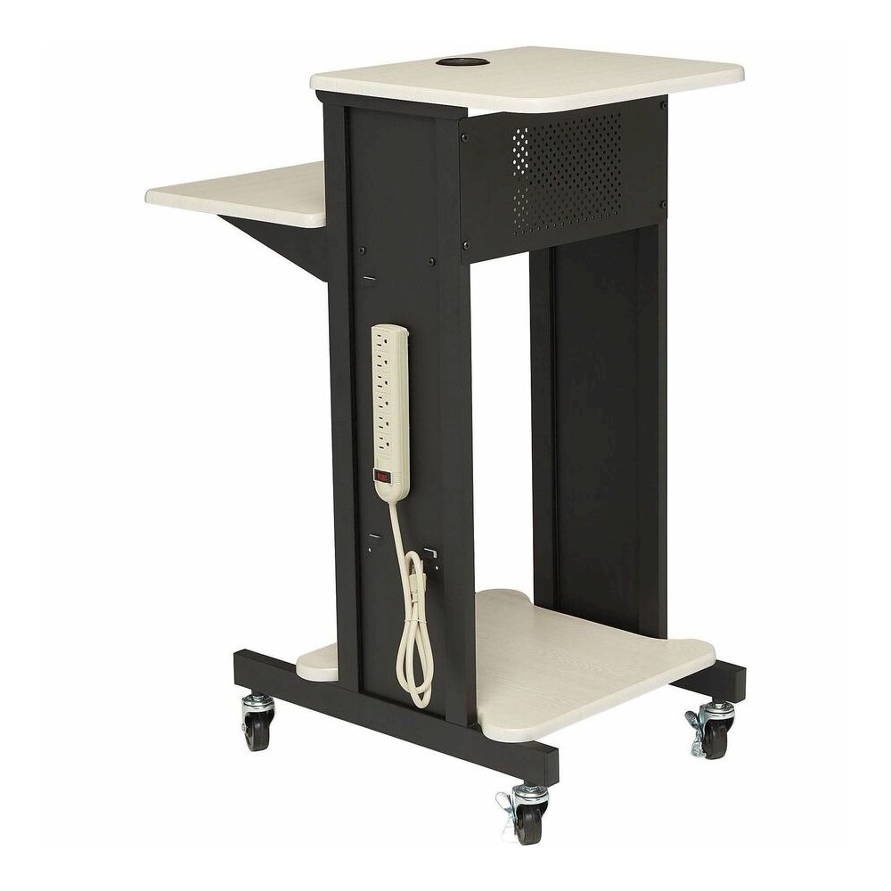 National Public Seating PRC200 Premium Presentation Cart - 4 Shelf - 4 Casters - 3" Caster Size - 18" Width x 30" Depth x 40.50" Height - Black Steel Frame - Ivory, Black - 1 Each