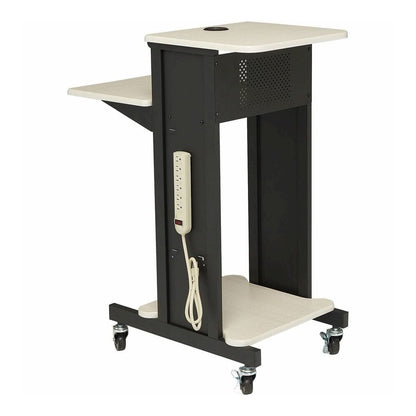 National Public Seating PRC200 Premium Presentation Cart - 4 Shelf - 4 Casters - 3" Caster Size - 18" Width x 30" Depth x 40.50" Height - Black Steel Frame - Ivory, Black - 1 Each
