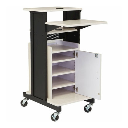 National Public Seating OklahomaSound PRC250 Presentation Cart - 6 Shelf - 4 Casters - 3" Caster Size - 18" Width x 30" Depth x 40.50" Height - Black Steel Frame - Ivory, Black - 1 Each