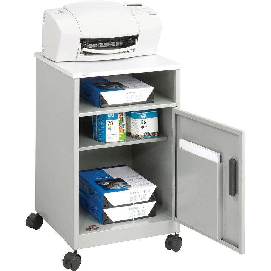 Safco Steel Compact Machine Stand - 200 lb Load Capacity - Hinged Door - 27.4" Height x 17.3" Width x 17.3" Depth - Floor - Laminate - Steel - Gray