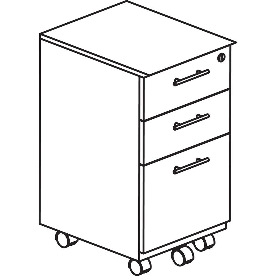 Mayline Medina Box/Box/File Mobile Pedestal - 26.8" Height x 18" Width x 15.5" Depth - Total Drawer(s): 3 - Material: Steel - Finish: Gray, Laminate - Stain Resistant, Water Resistant, Abrasion Resist