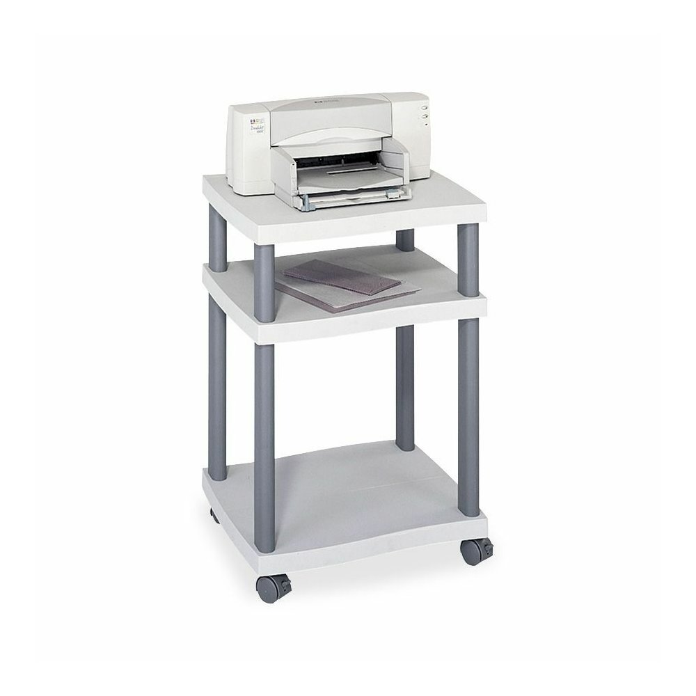 Safco Economy Desk Side Printer/Fax Stand - 100 lb Load Capacity - 2 x Shelf(ves) - 29.25" Height x 20" Width x 17.50" Depth - Floor - Plastic - Light Gray - Durable