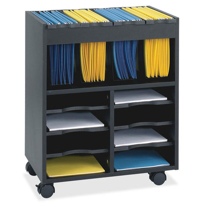 Safco Go Cart Mobile Cart - 4 Casters - Wood, Plastic - 14.50" Width x 21.50" Depth x 26.25" Height - Black - 1 Each
