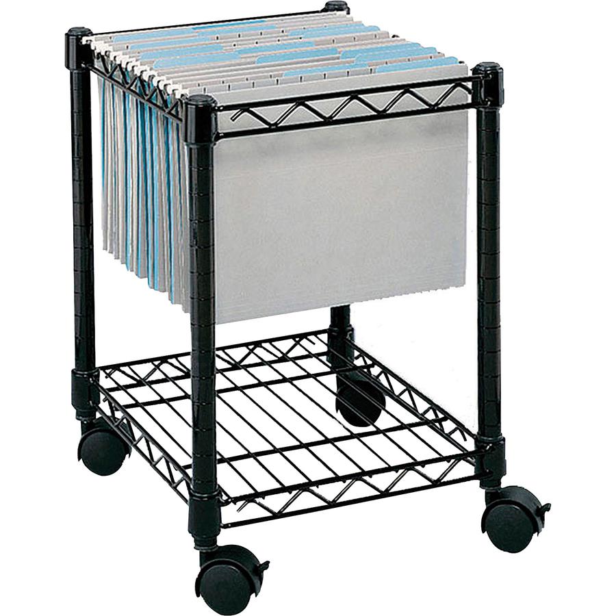 Safco Compact Mobile File Cart - 1 Shelf - 4 Casters - Steel - 15.50" Width x 14" Depth x 19.50" Height - Black - 1 Each