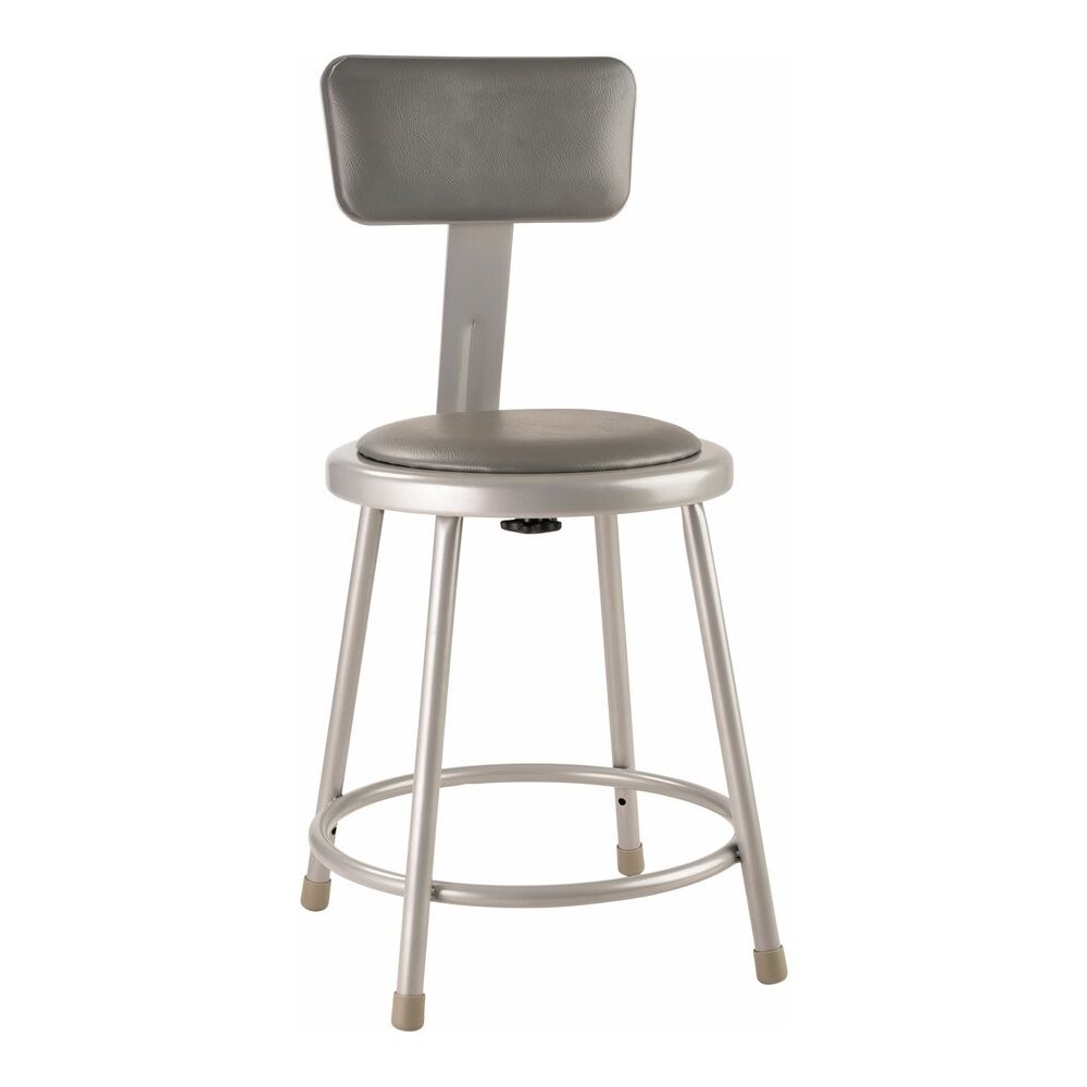 National Public Seating 6400 Series Heavy-Duty Padded Stools - Gray Seat Color - Vinyl, Medium Density Fiber (MDF) Seat Material - Gray Frame Color - Steel Frame Material - Four-legged Base - Gray - P