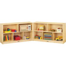 Jonti-Craft Mobile Fold-n-Lock Open Shelf Unit - 29.5" Height x 96" Width x 15" DepthFloor - Foldable, Lockable, Stain Resistant, Sturdy - White - Baltic Birch Plywood - 1 Each