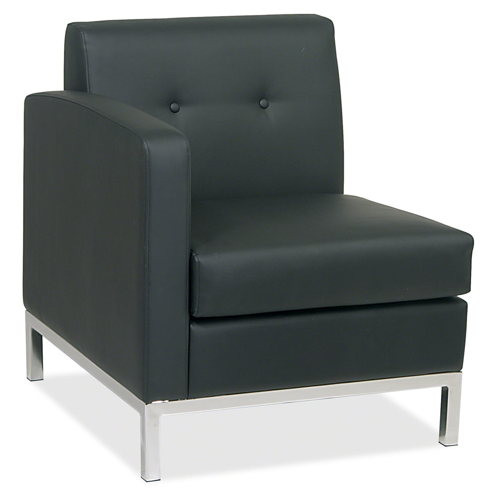 Wall Street Left Arm Chair - Faux Leather Black Seat27" Width x 28" Depth x 30" Height