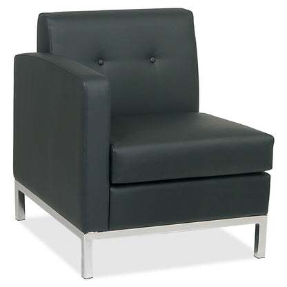 Wall Street Left Arm Chair - Faux Leather Black Seat27" Width x 28" Depth x 30" Height
