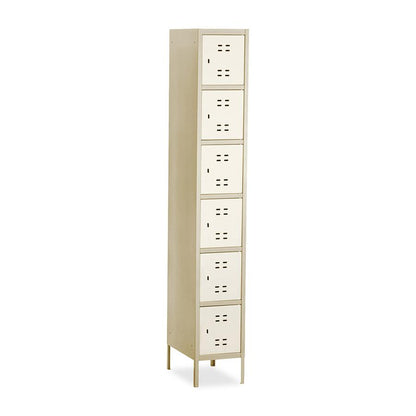 Safco Six-Tier Two-tone Box Locker with Legs - 18" Width x 12" Depth x 78" Height - Recessed Locking Handle - Tan - Steel - No