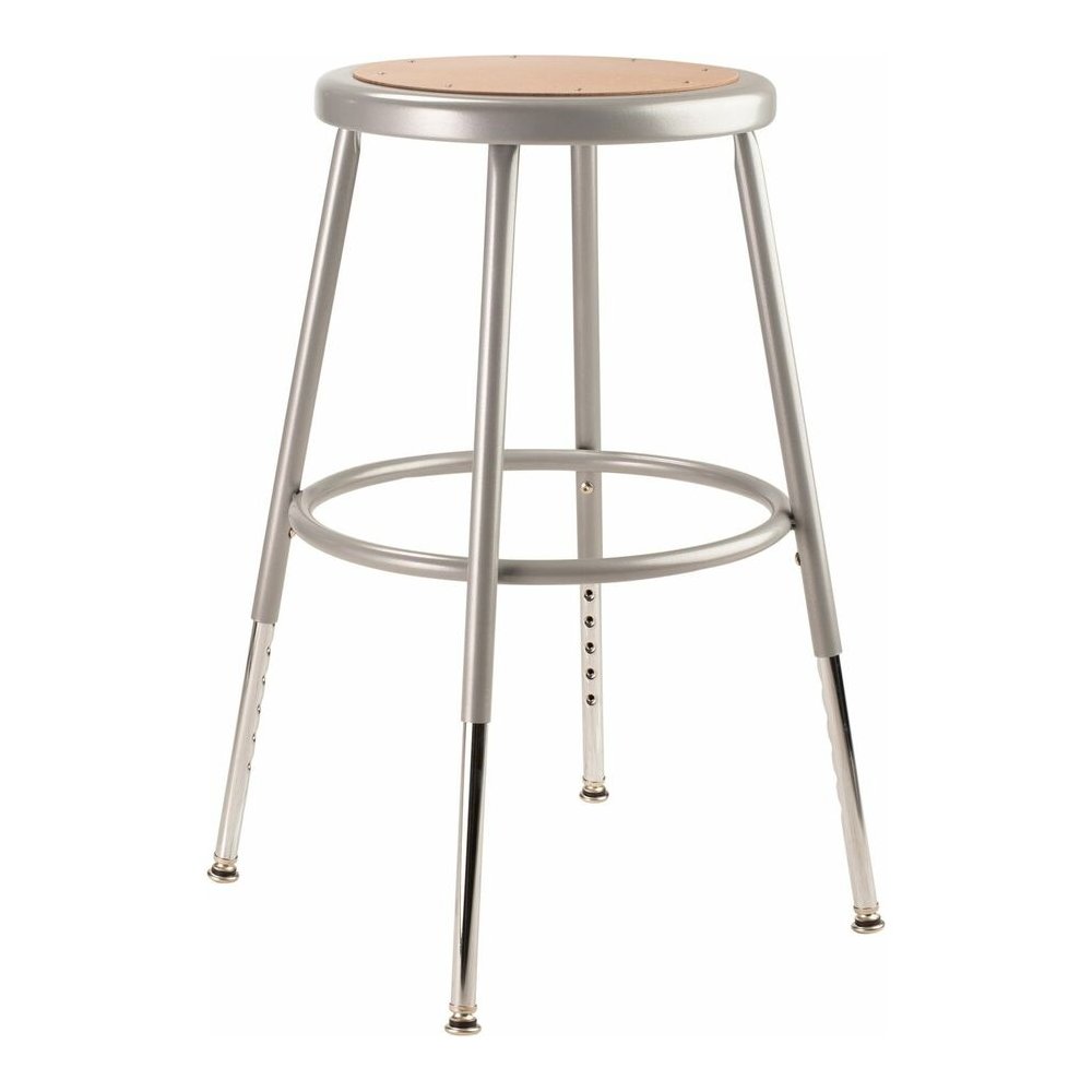 National Public Seating 6200 Series Heavy-Duty Stools - Masonite Seat Color - Masonite Seat Material - Gray Frame Color - Steel Frame Material - Four-legged Base - Gray - 1 Each