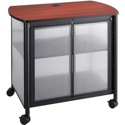 Safco Impromptu Black Deluxe Stand with Doors - 200 lb Load Capacity - 2 x Shelf(ves) - 30.8" Height x 34.8" Width x 25.5" Depth - Powder Coated, Laminate - Polycarbonate, Plastic, Steel - Black