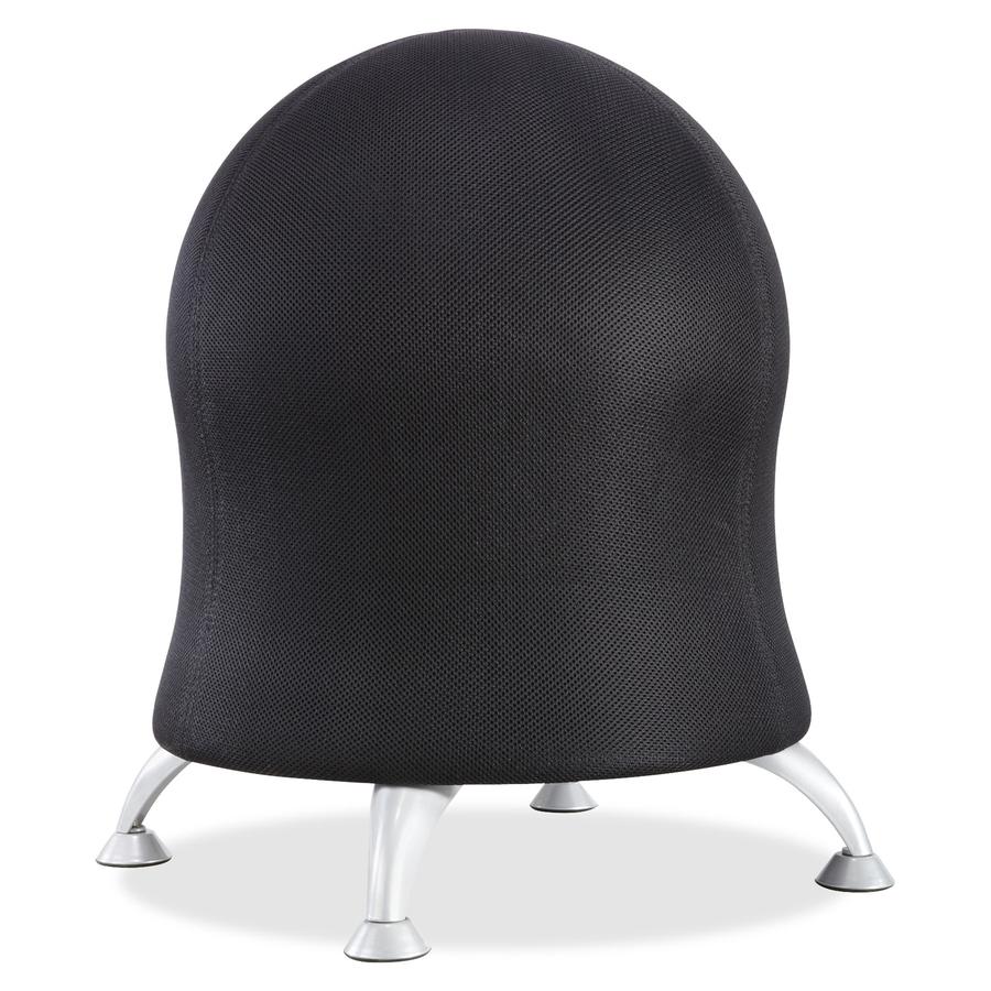 Safco Zenergy Ball Chair - Polyester Seat Material - Four-legged Base - Black - Polyvinyl Chloride (PVC), Polypropylene, Steel - 1 Each