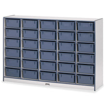 Jonti-Craft Rainbow Accents Mobile Tub Bin Storage - 30 Compartment(s) - 42" Height x 60" Width x 15" Depth - Durable, Laminated - Navy - Hard Rubber - 1 Each
