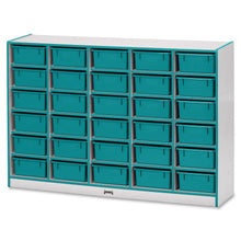 Jonti-Craft Rainbow Accents Mobile Tub Bin Storage - 30 Compartment(s) - 42" Height x 60" Width x 15" Depth - Durable, Laminated - Teal - Hard Rubber - 1 Each