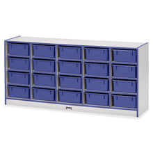 Jonti-Craft Rainbow Accents Mobile Tub Bin Storage - 20 Compartment(s) - 29.5" Height x 24.5" Width x 15" Depth - Durable, Laminated - Blue - Hard Rubber - 1 Each