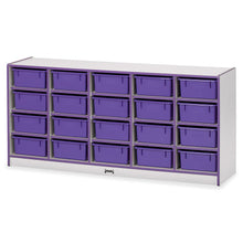 Jonti-Craft Rainbow Accents Mobile Tub Bin Storage - 20 Compartment(s) - 29.5" Height x 24.5" Width x 15" Depth - Durable, Laminated - Purple - Hard Rubber - 1 Each